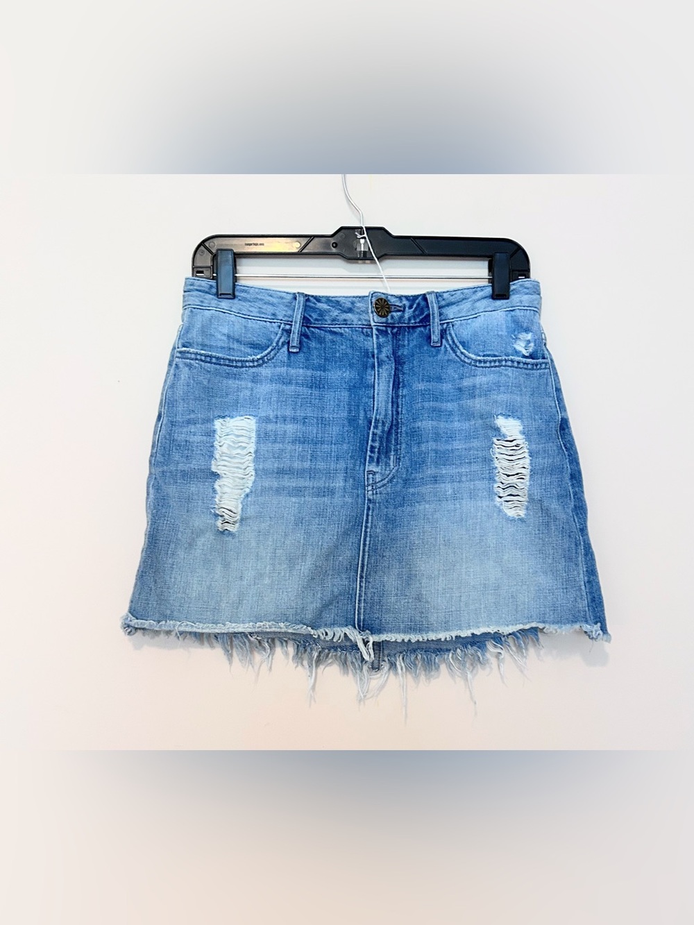 Mumu Blue Distressed Denim Mini Skirt